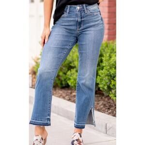 Judy Blue High Waist Straight Fit Jeans with Raw Step Hem Size 16W